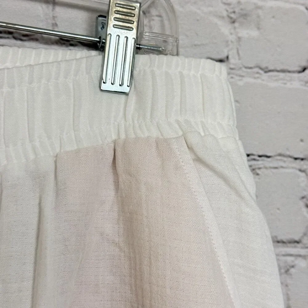 Hanro Women L White Relaxed Fit Jogger Pants Loungewear Sleepwear L Cotton Gauze